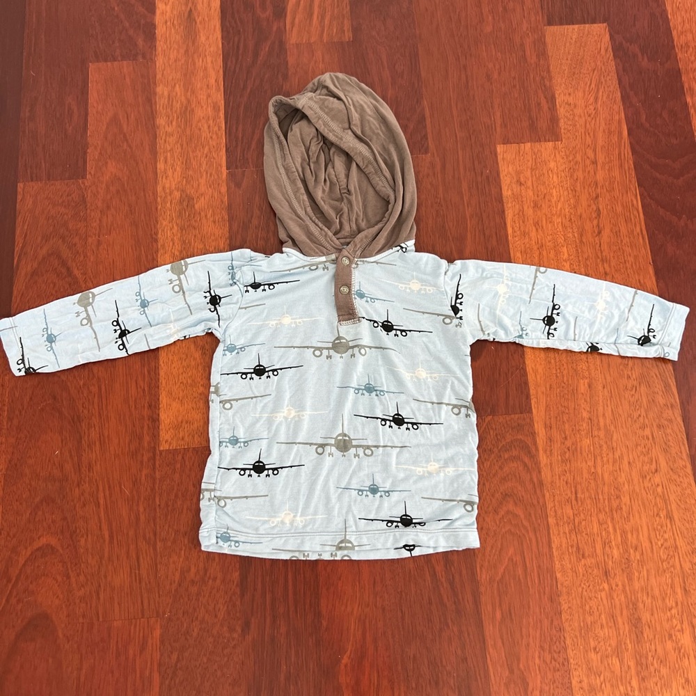 Toddler Boy Kickee Pants Long Sleeve with hood 2T